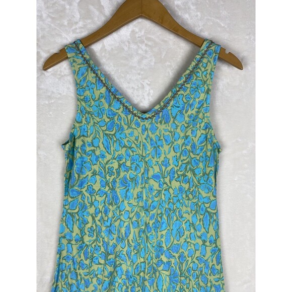 Sigrid Olse Midi Dress Womens 6 Slip 100% Rayon Sleeveless Cottagecore Deep V - Picture 7 of 13